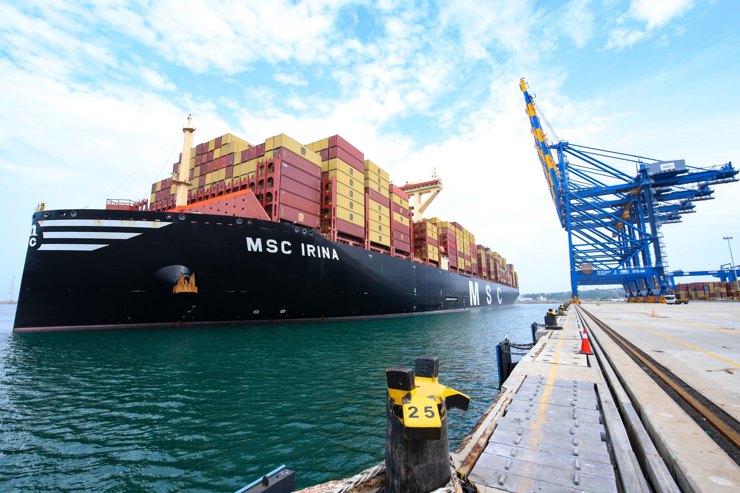 World's largest container ship MSC IRINA makes historic debut at Vizhinjam International Seaport, India